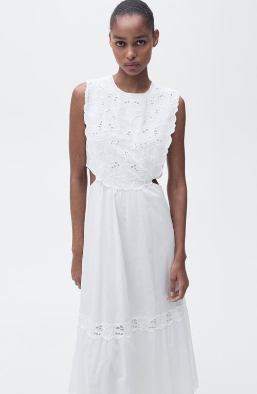Shop Mango Embroidered Eyelet Sleeveless Maxi Dress