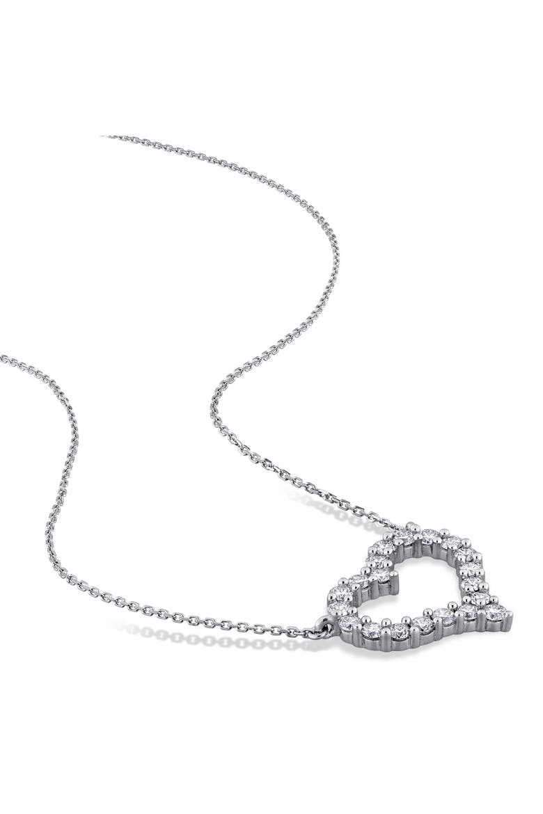 Lab-Grown Diamond Open Heart Necklace 14k, Alternate, color, White Gold