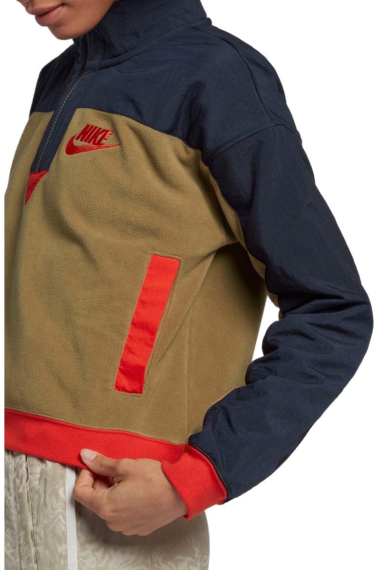 Sportswear Women's Half Zip Top, Alternate, color, BRONZE/ OBSIDIAN/ HABANERO RED