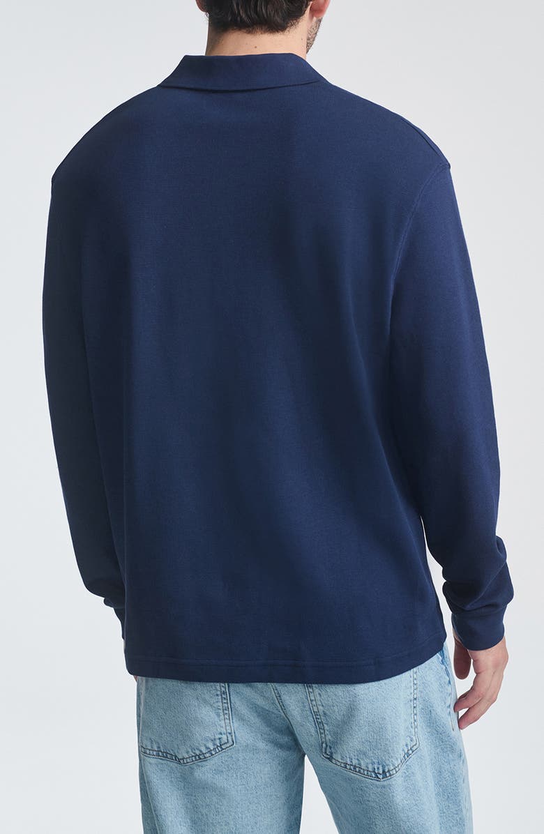 Mavi Jeans Relaxed Fit Polo Collar Long Sleeve Cotton Top, Alternate, color, Black Iris