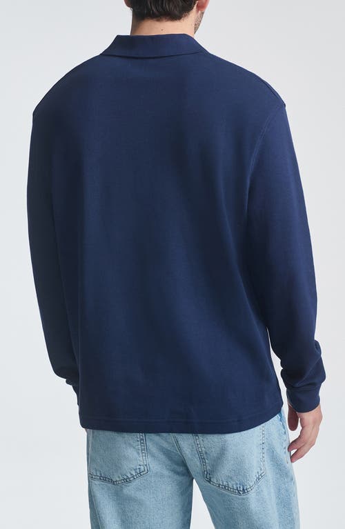 Mavi Jeans Relaxed Fit Polo Collar Long Sleeve Cotton Top In Blue