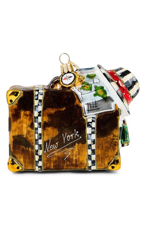 New York Suitcase Glass Ornament