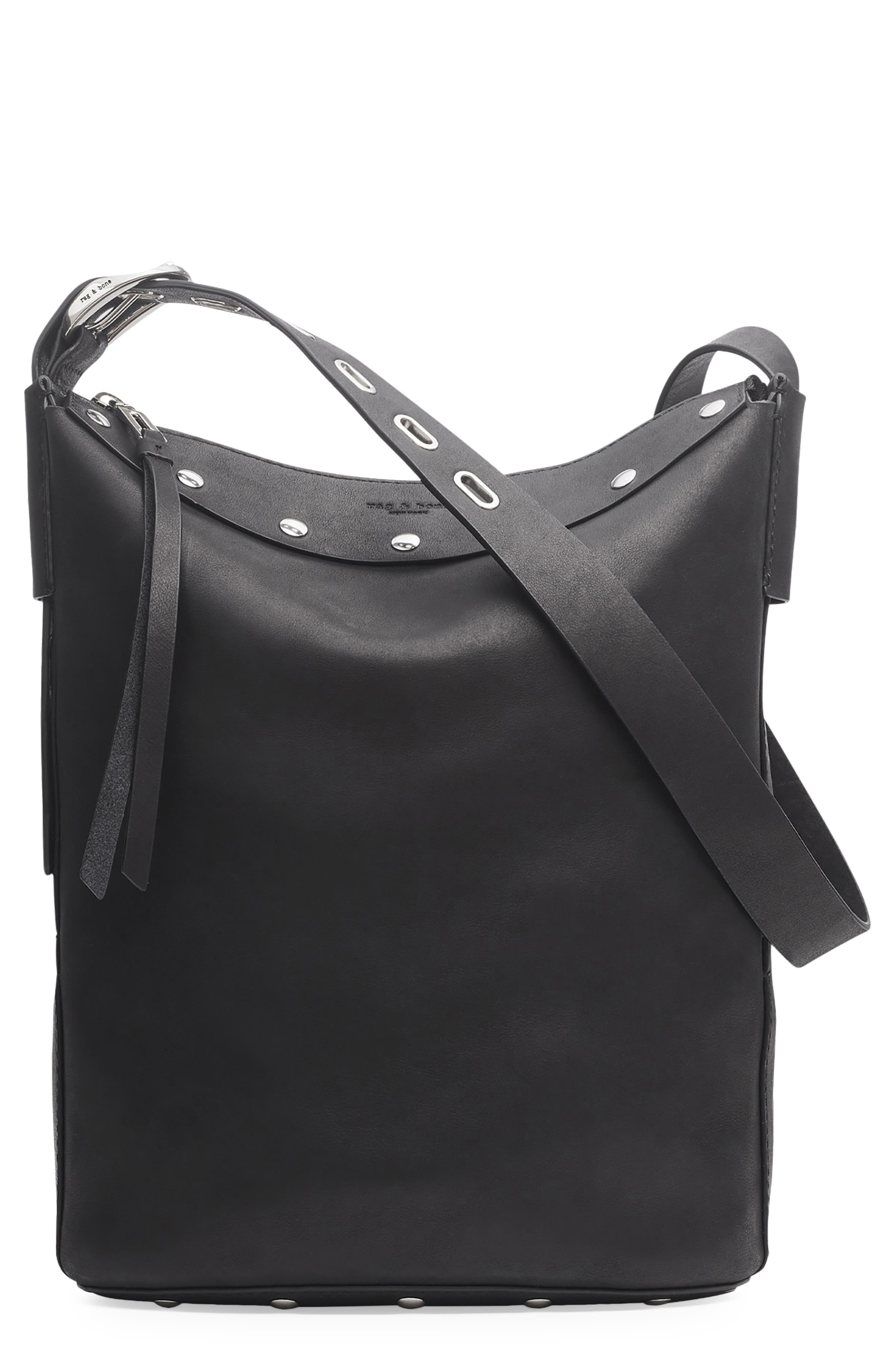 rag & bone Belize Studded Leather Bucket Bag, Main, color, 