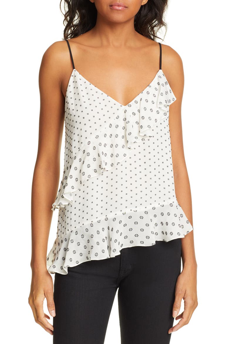 Lara Multi Clip Dot Asymmetrical Camisole, Main, color, IVORY/ BLACK