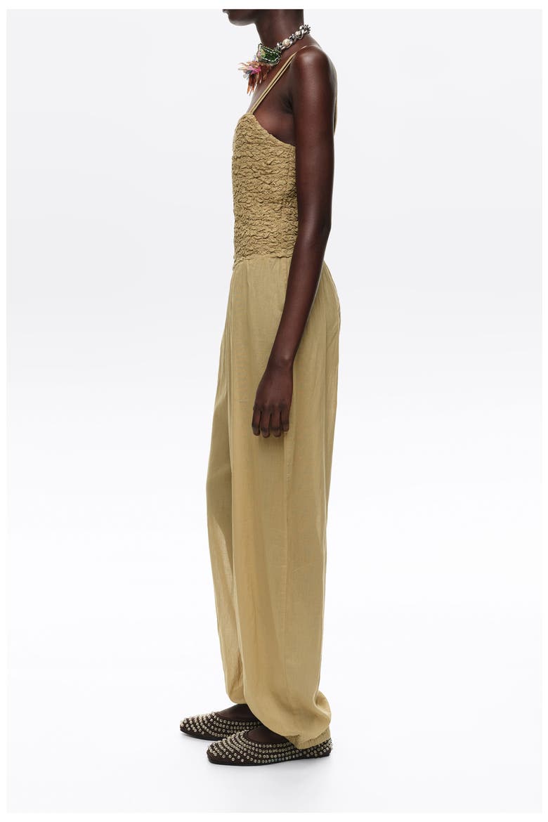 Cotton Gathered Balloon Jumpsuit, Alternate, color, KHAKI