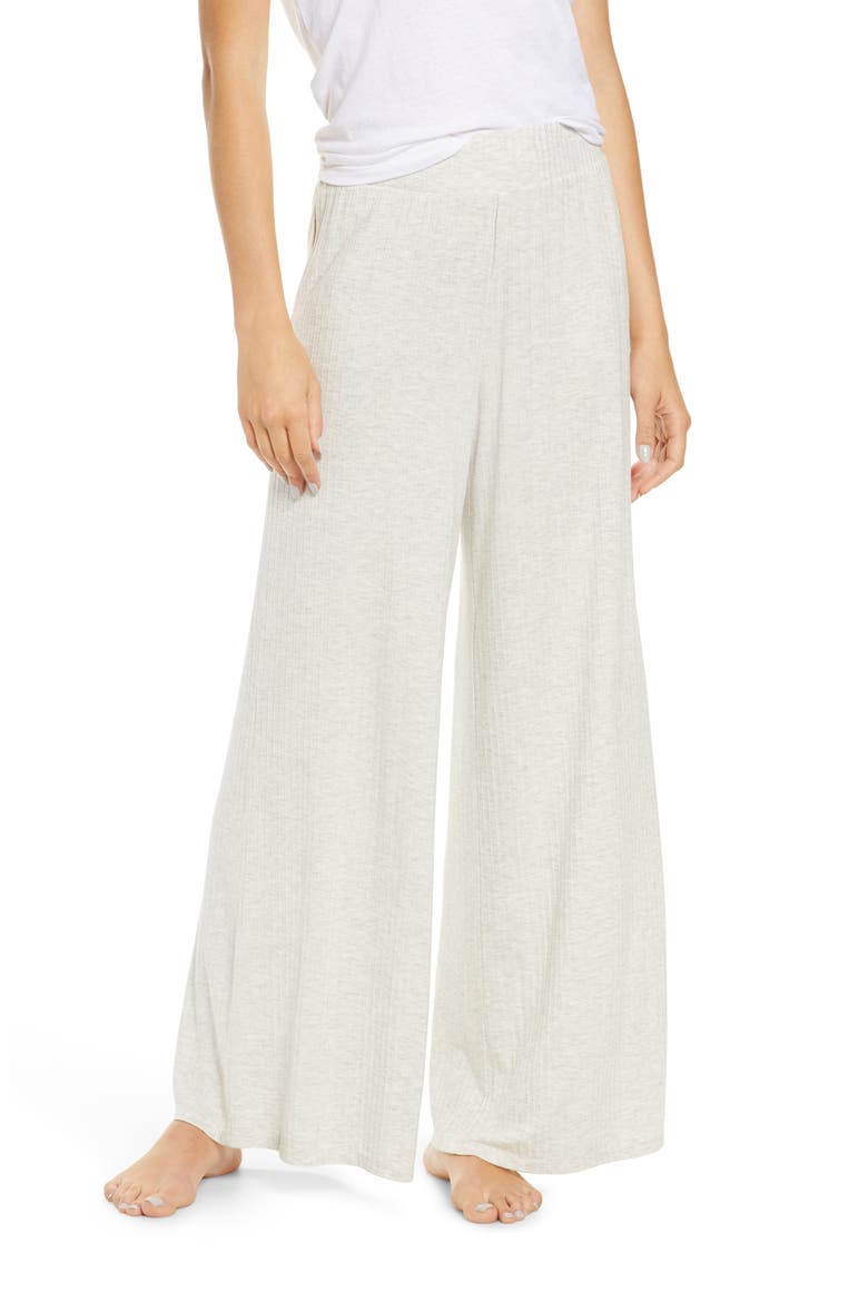 Rib Wide Leg Lounge Pants, Main, color, LIGHT H. GREY