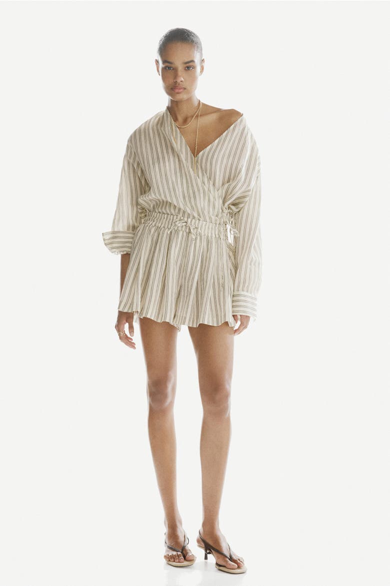 Drawstring Shorts, Alternate, color, Light beige/striped