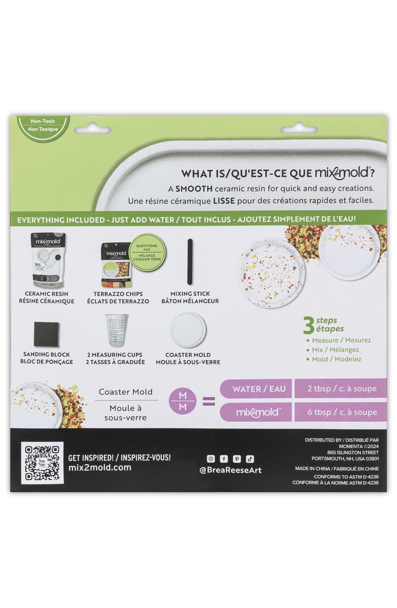 Brea Reese Mix2Mold Terrazzo Ceramic Coaster Kit Diy 6 Coasters, Alternate, color, Multicolored