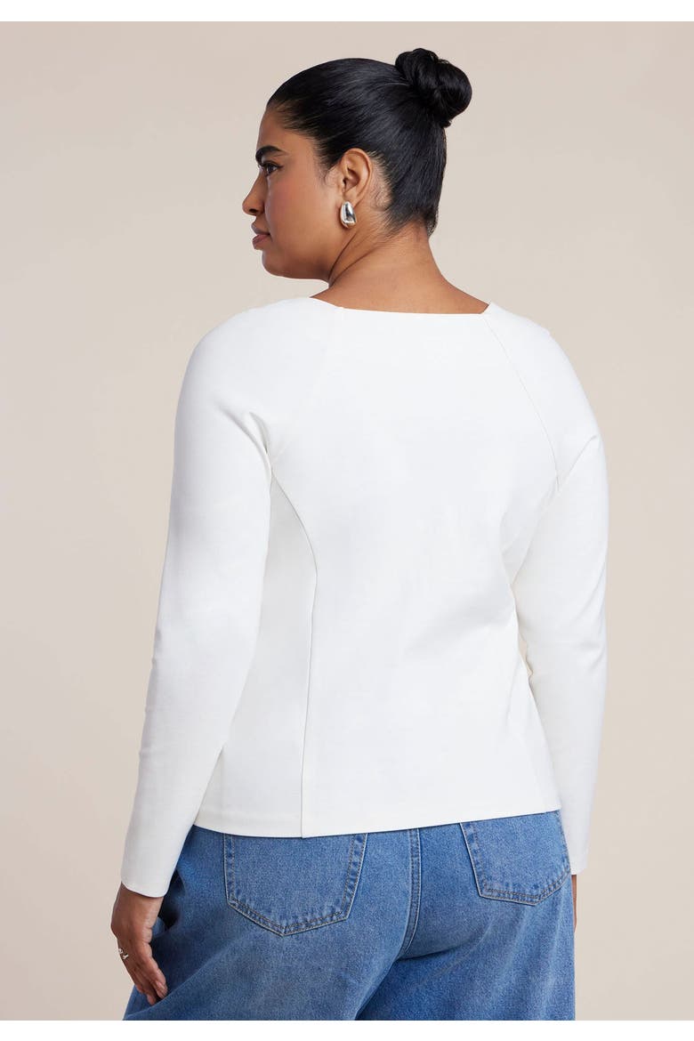 Square Neck Button Front Top, Alternate, color, JET STREAM