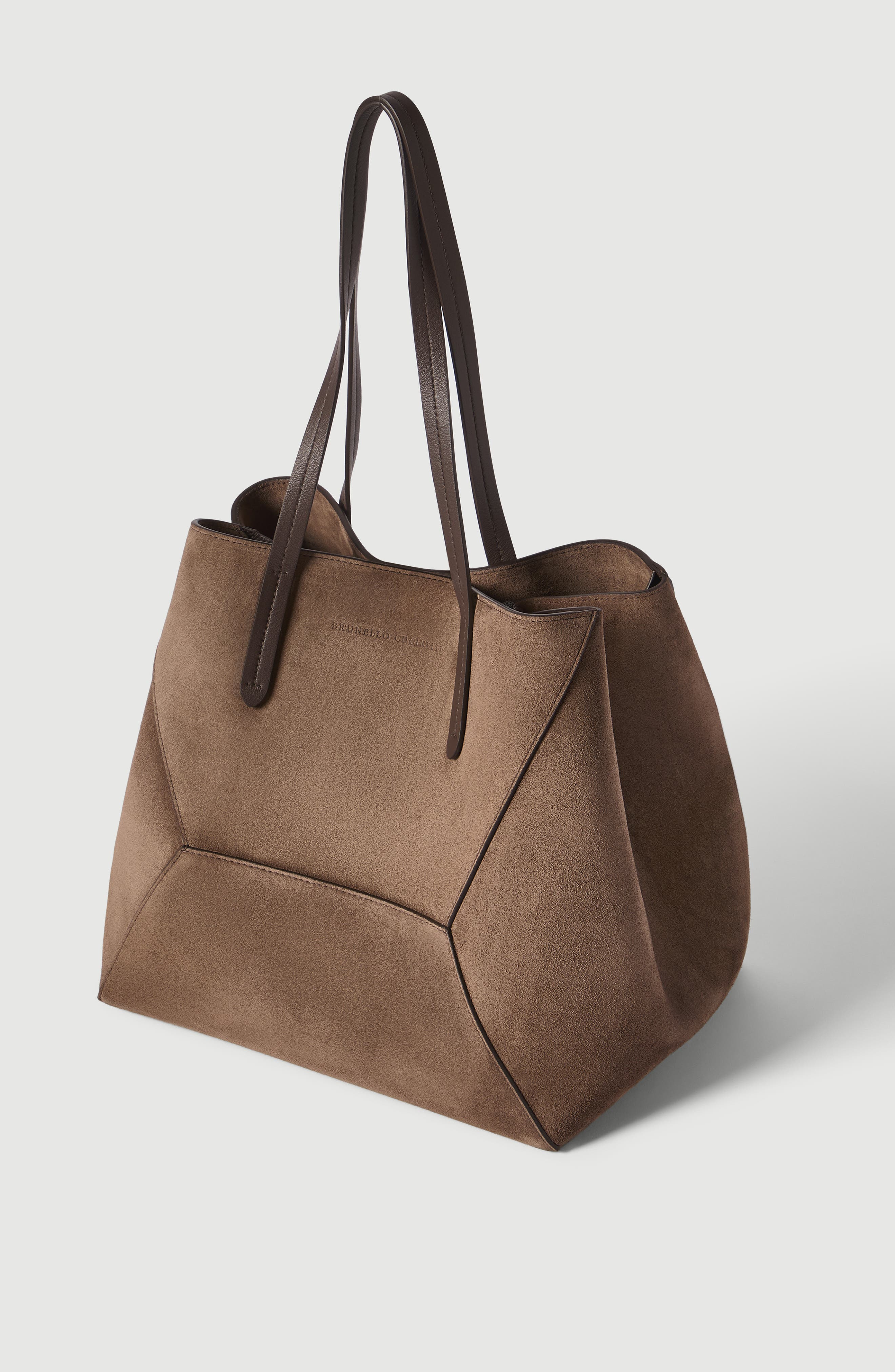 BC Duo bag in suede with monili, Alternate, color, Brown