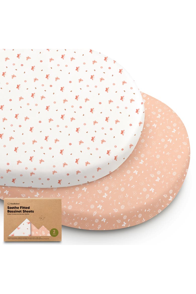 2-Pack Soothe Fitted Bassinet Sheets, Main, color, Butterflies