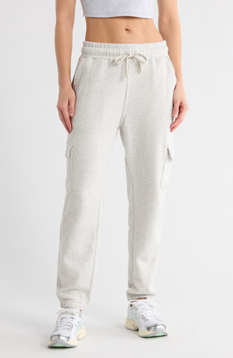 FLEECE FACTORY Comfort Stretch Cargo Joggers, Main, color, Heather Natural