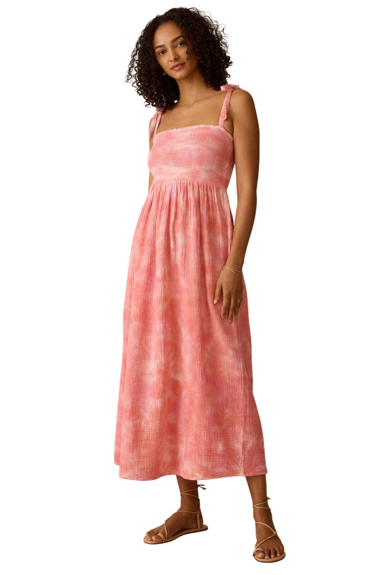 Dune Ella Organic Cotton Gauze Maxi Dress, Alternate, color, CORAL SKIES TIE DYE