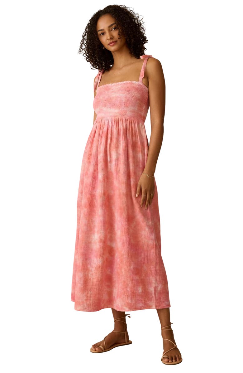Faherty Dune Ella Organic Cotton Gauze Maxi Dress, Alternate, color, Coral Skies Tie Dye