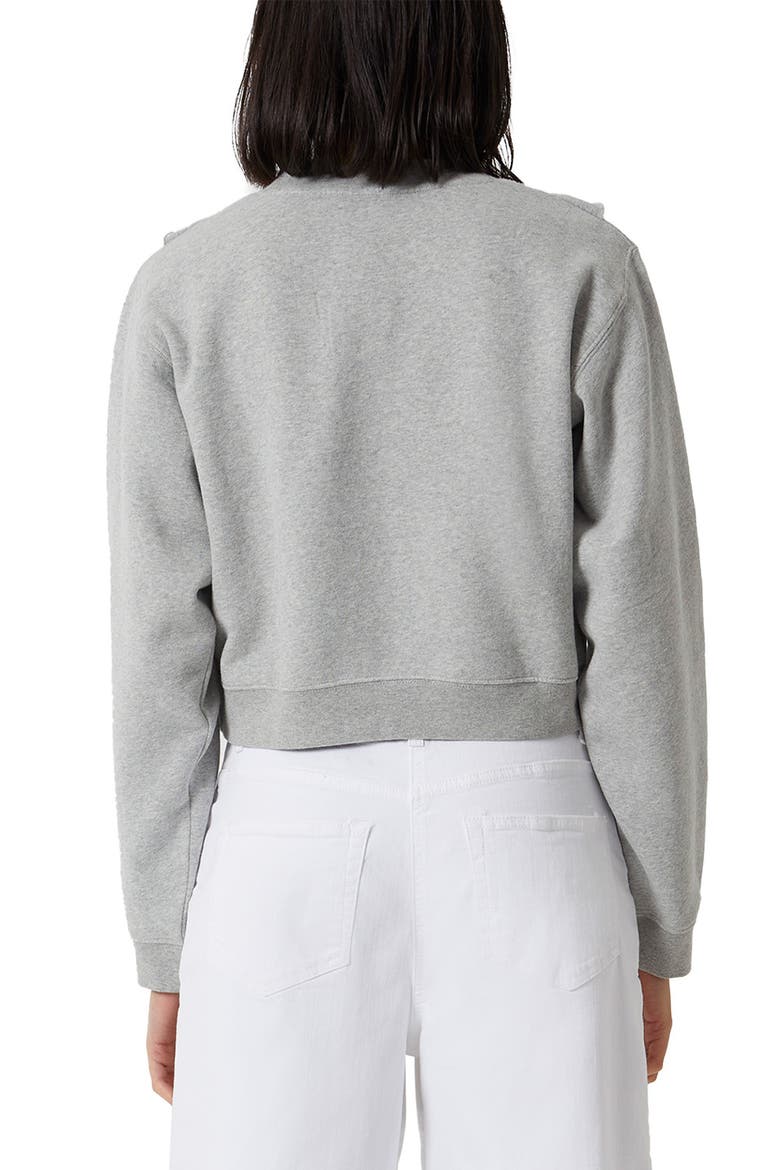 Ruffle Cotton Crop Sweatshirt, Alternate, color, LIGHT GREY MELANGE