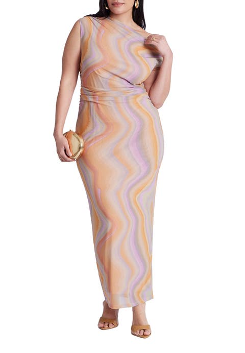 Printed Mesh Dress (Plus Available)