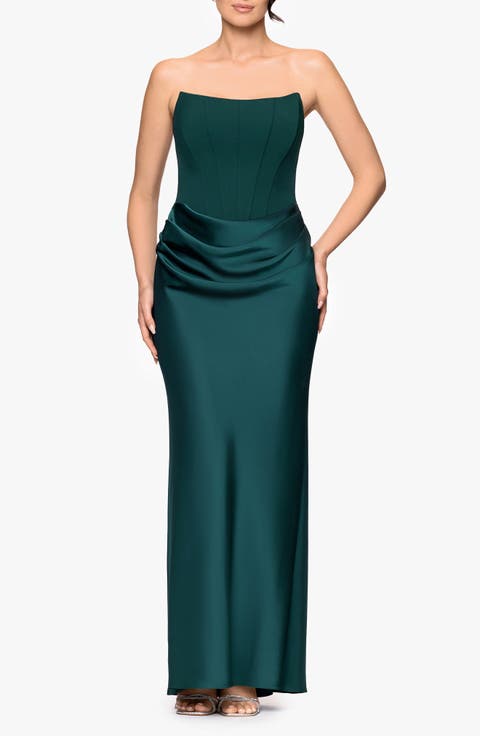 Strapless Mixed Media Gown