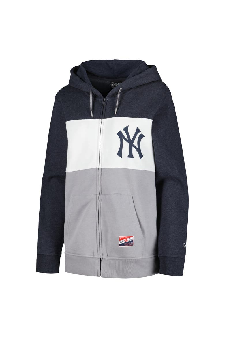 Women's New Era Navy New York Yankees Color Block Full-Zip Hoodie Jacket, Alternate, color, Navy