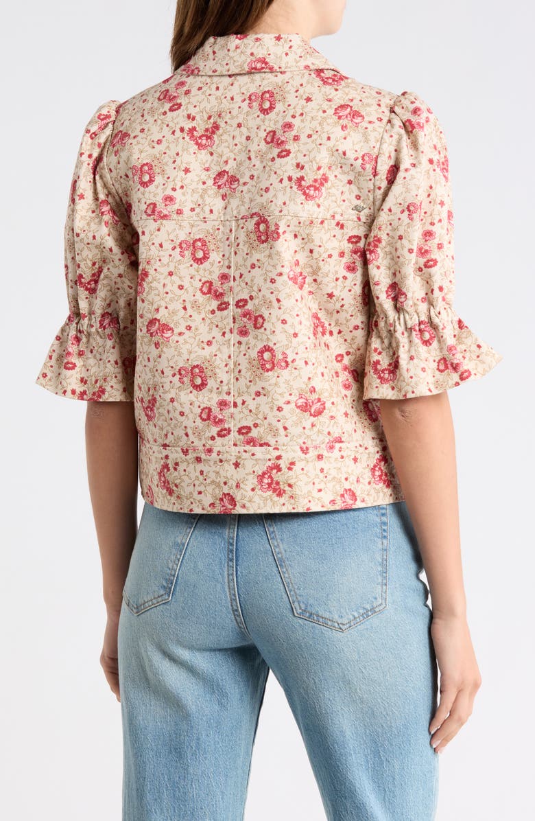 Cinq à Sept Mini Bouquet Holly Short Sleeve Crop Jacket, Alternate, color, Cherry Rose Multi
