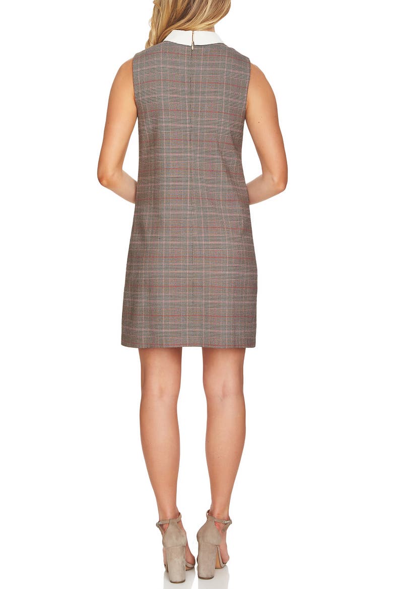 Glen Plaid Sleeveless Shift Dress, Alternate, color, SESAME