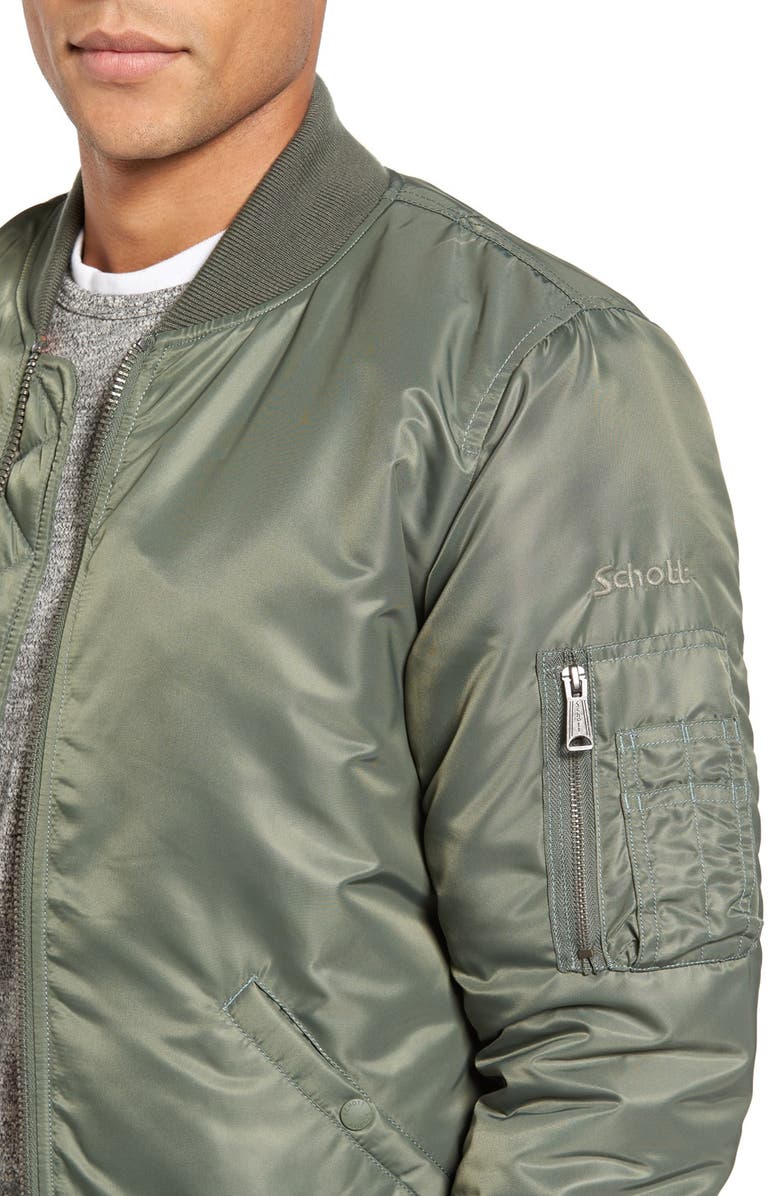 Schott NYC Water Resistant MA-1 Flight Jacket, Alternate, color, Sage