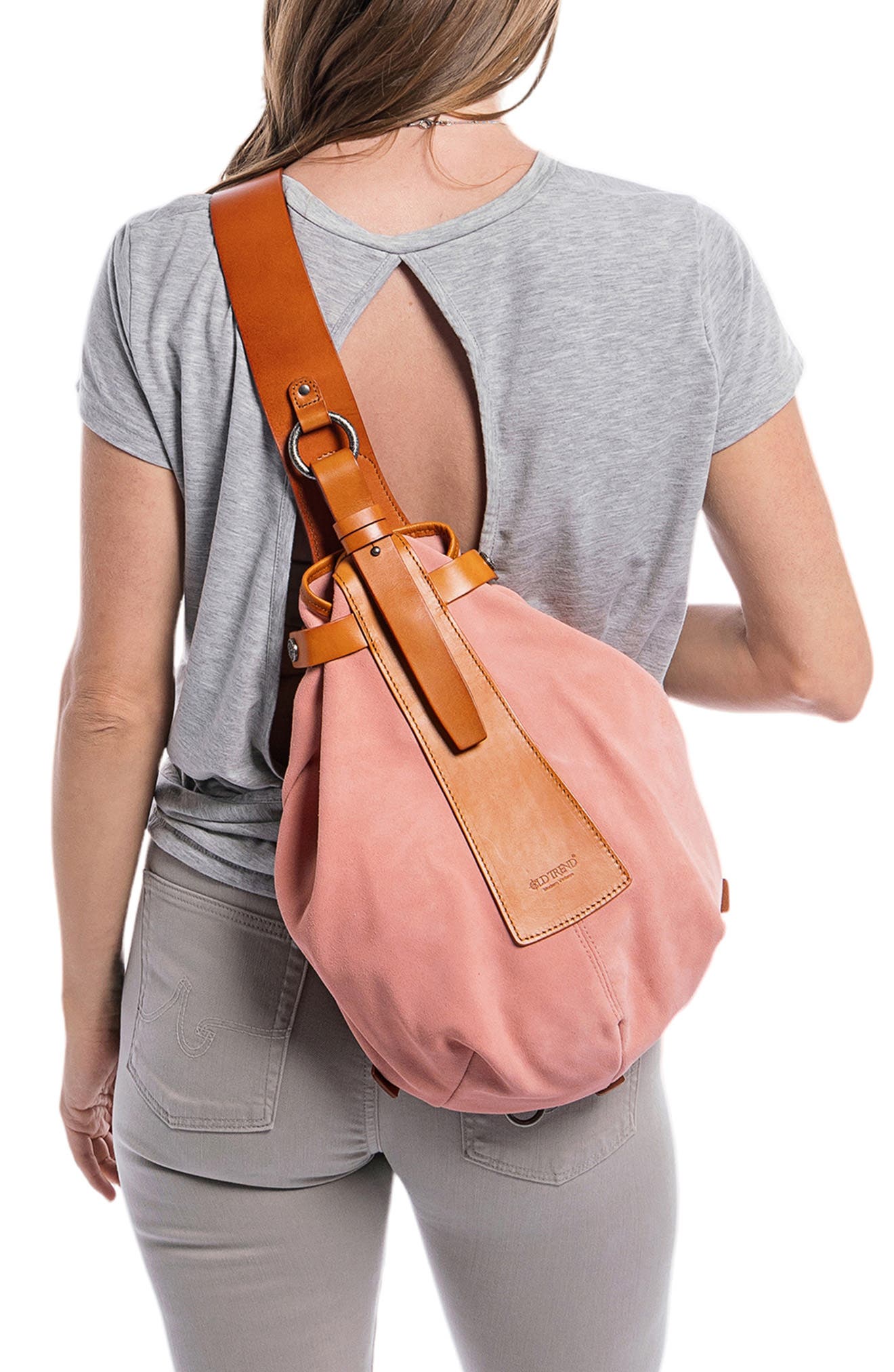 Daisy Leather Trim Sling Bag, Alternate, color, PINK