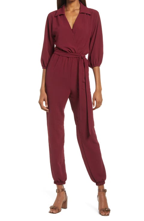 Tie Waist Long Sleeve Jumpsuit
