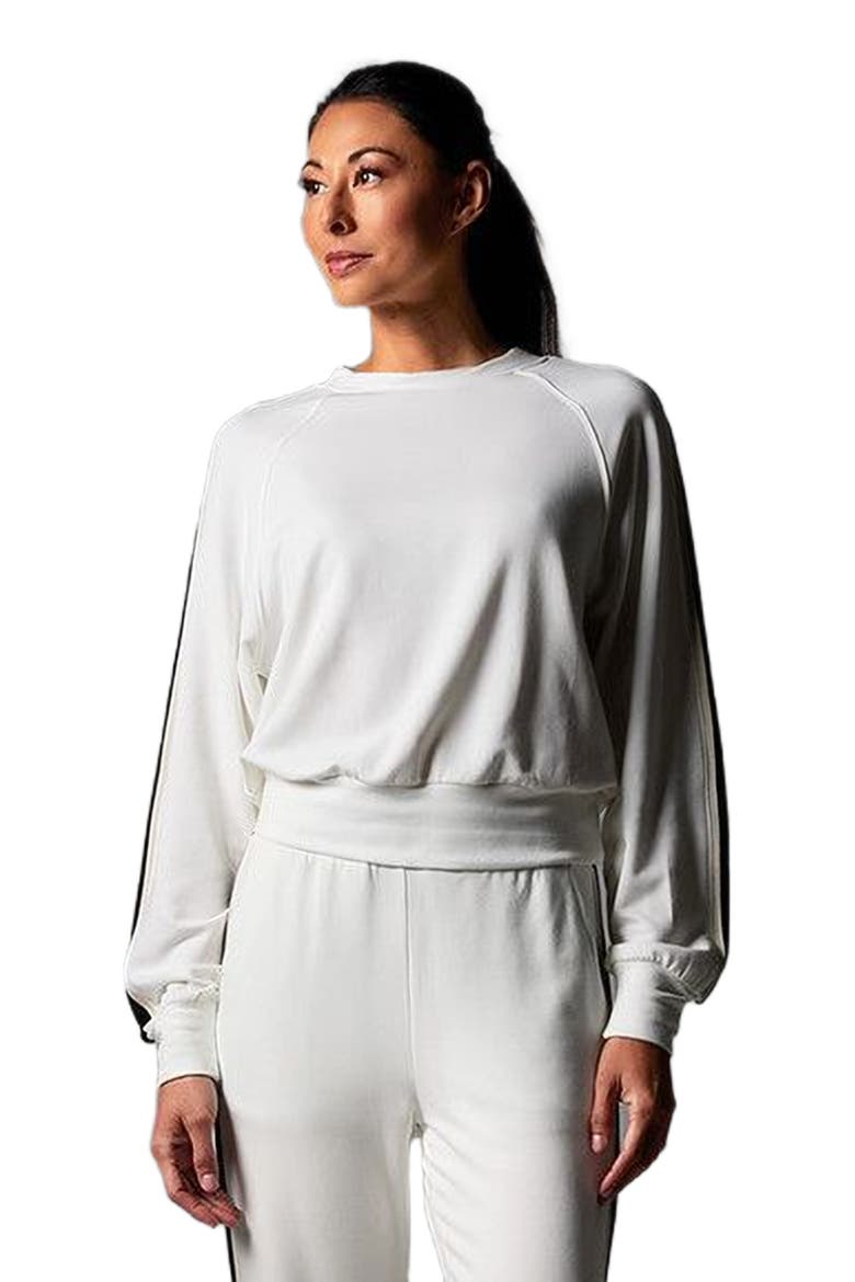 Ease Crew Stripe Sweatshirt, Alternate, color, COCONUT EBONY