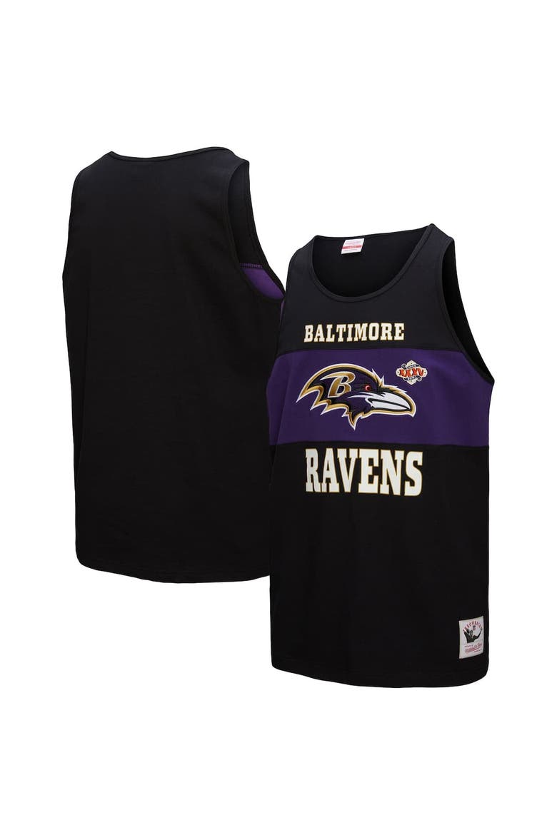 Men's Mitchell & Ness Black Baltimore Ravens Retro Colorblock Tank Top, Alternate, color, Black