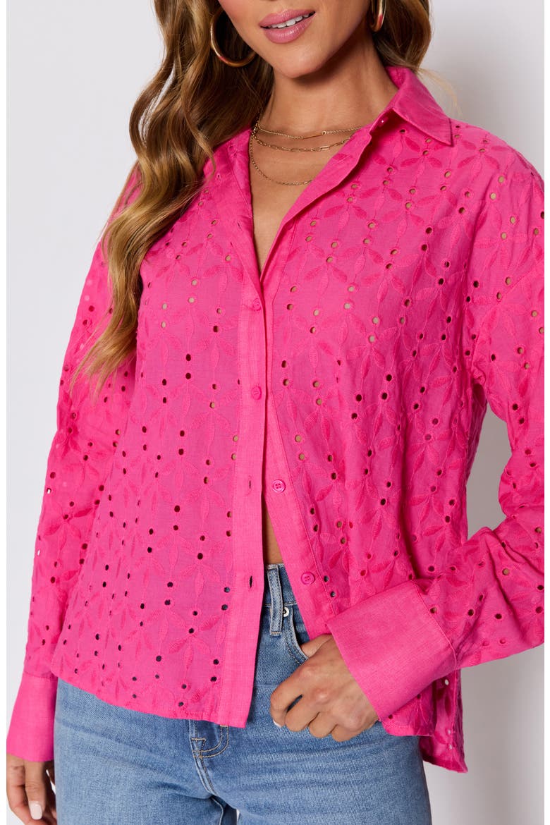 Garden Stroll Floral Eyelet Button-Up Shirt (Nordstrom Exclusive), Alternate, color, PINK