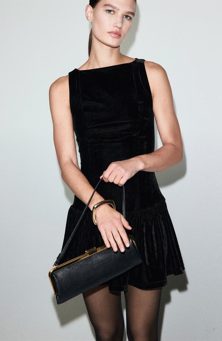 MANGO Velvet Minidress, Alternate, color, Black