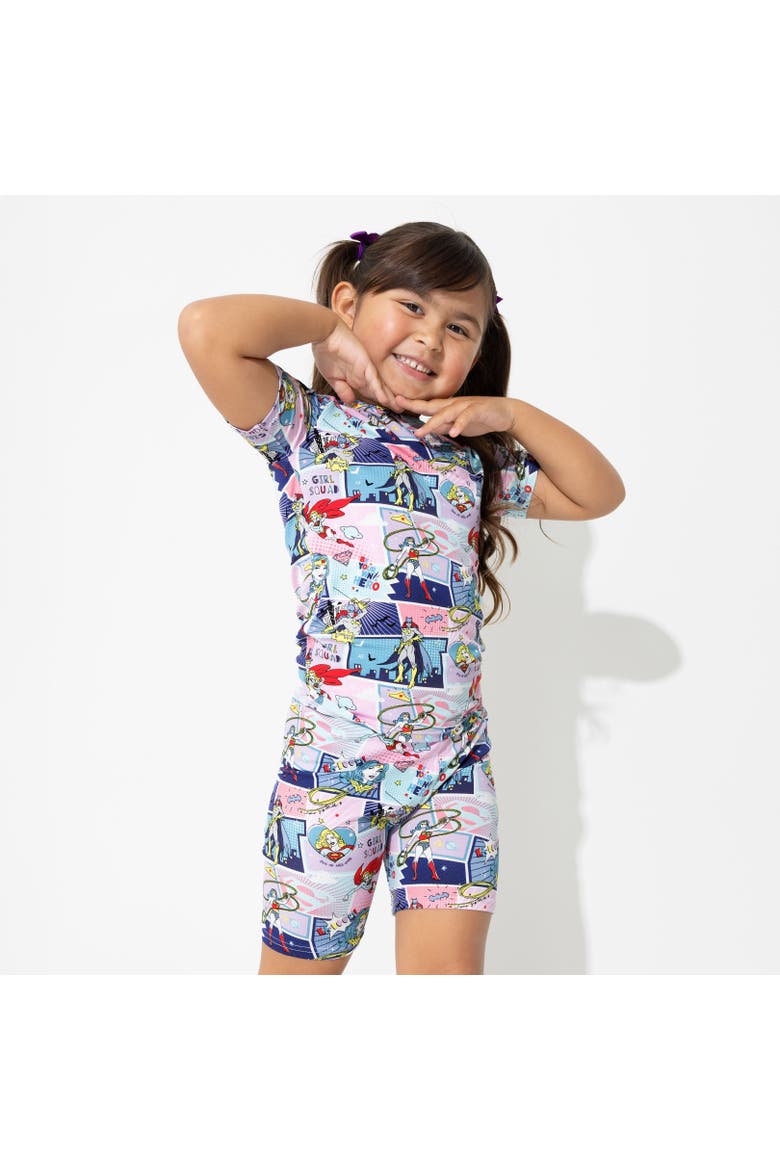 Justice League Heroines Kids 2-Piece Short Sleeve & Shorts Pajama Set, Alternate, color, Justice League Heroines