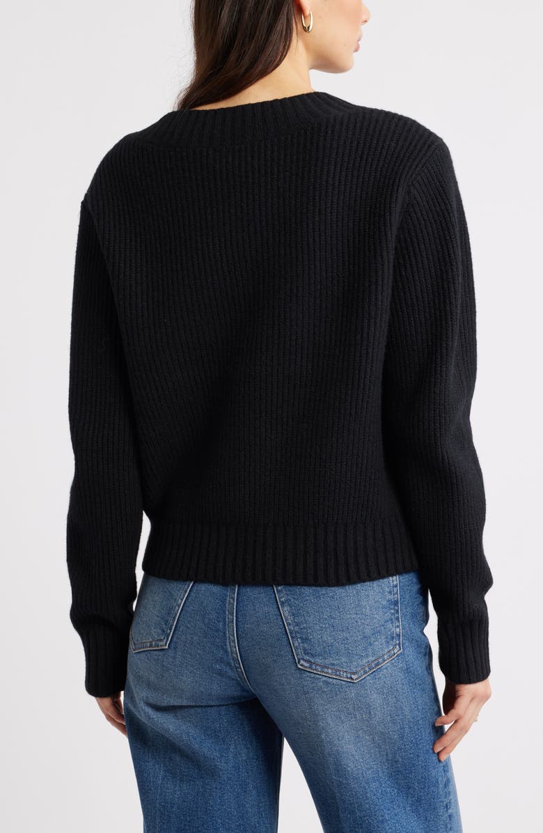 Open Edit Rib V-Neck Sweater, Alternate, color, Black