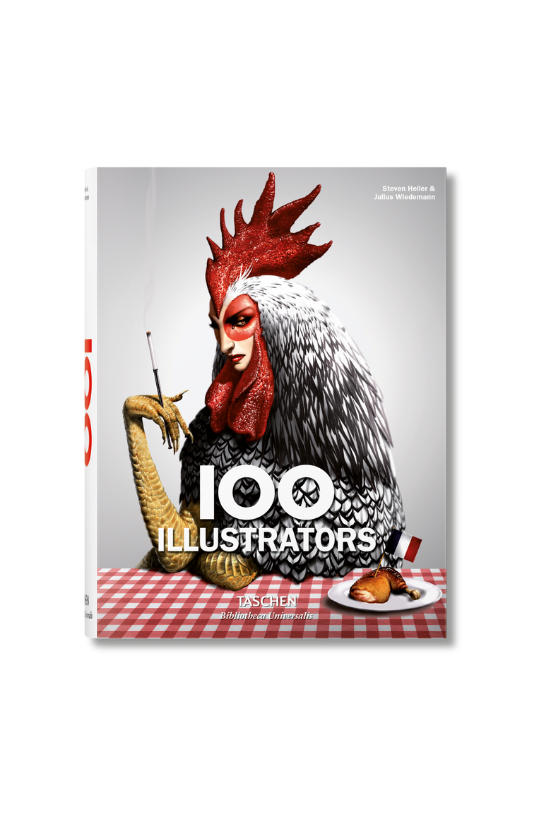 100 Illustrators English French German Book, Main, color, White