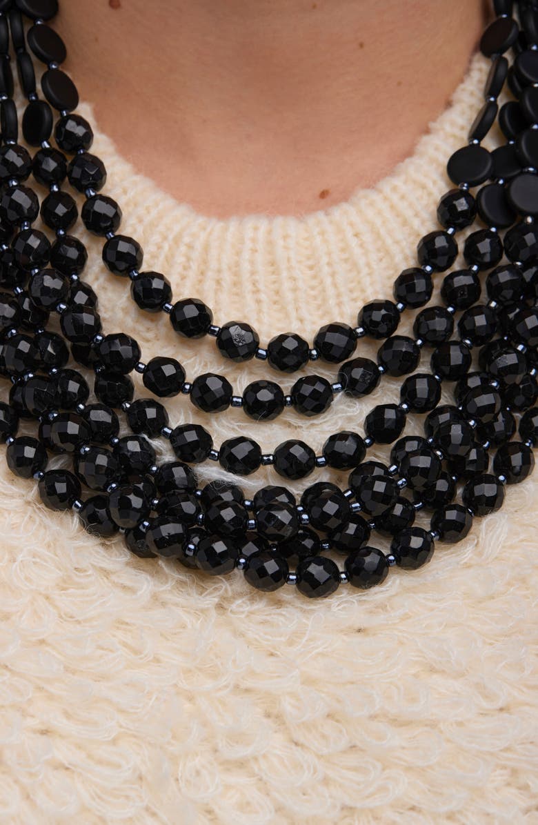 SAACHI Chunky Beaded Statement Necklace, Alternate, color, Black