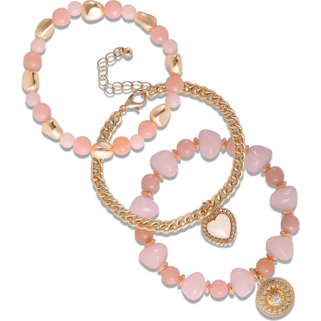 Jessica Simpson 3-piece Charm Bracelet In Gold