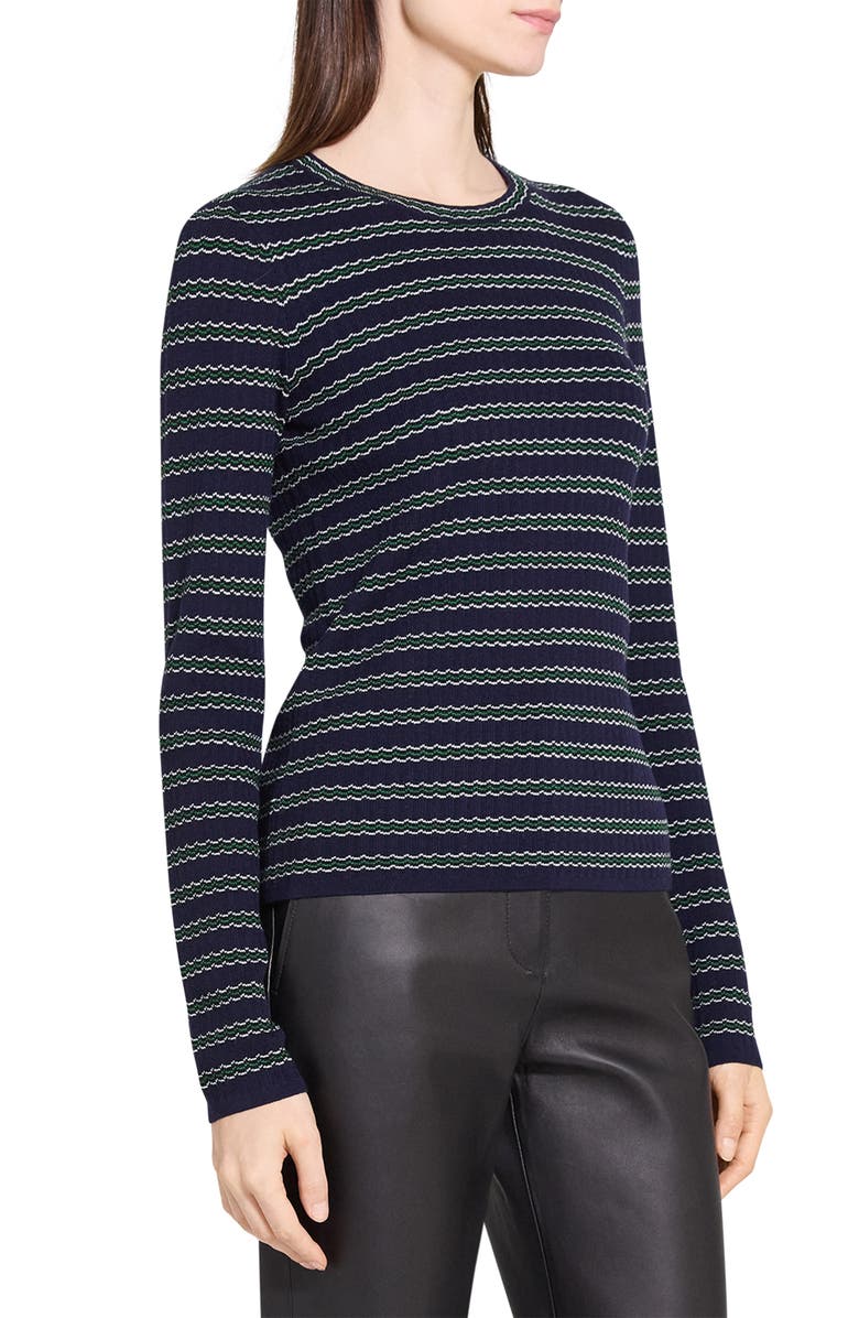 Theory Stripe Merino Wool Sweater, Alternate, color, Deep Navy Multi
