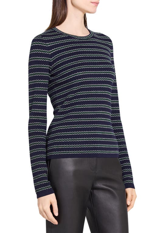 Theory Stripe Merino Wool Sweater In Burgundy