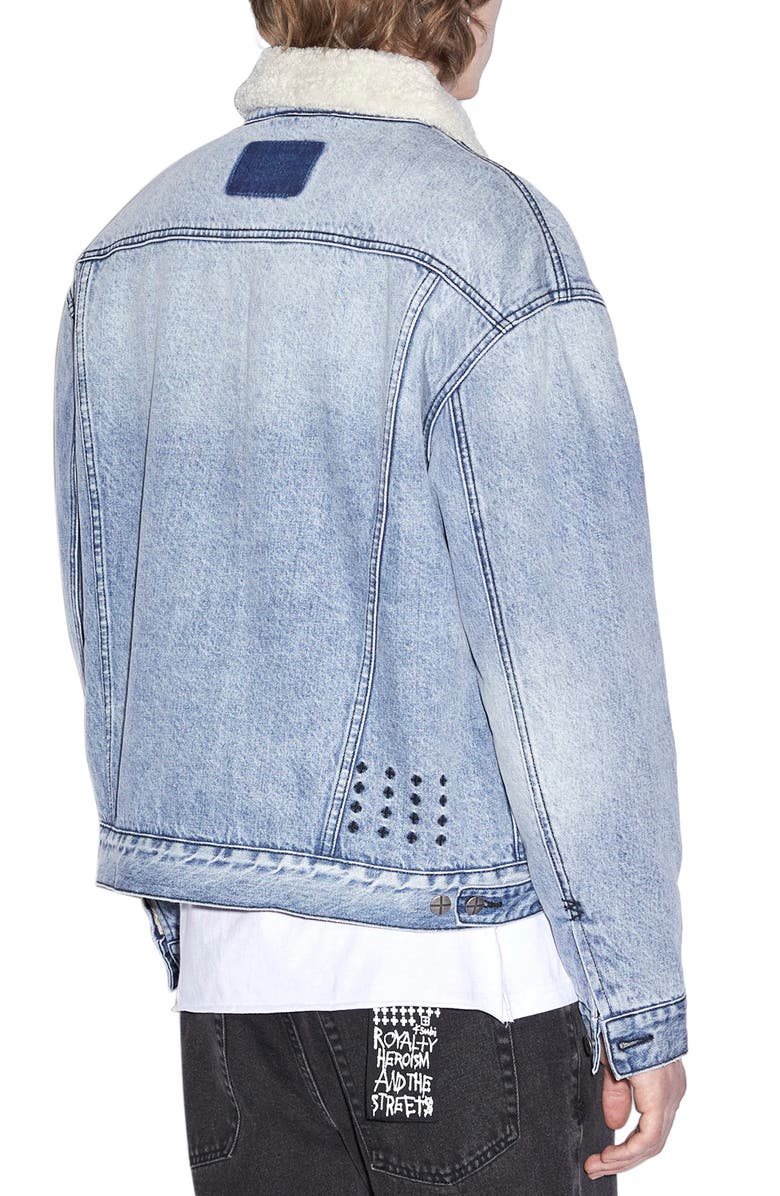Ksubi Oh G Faux Shearling Collar Denim Jacket, Alternate, color, 