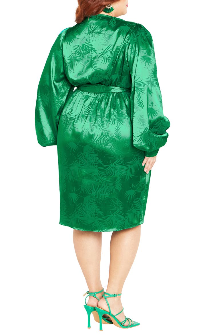 Sara Long Sleeve Faux Wrap Dress, Alternate, color, BRIGHT GREEN