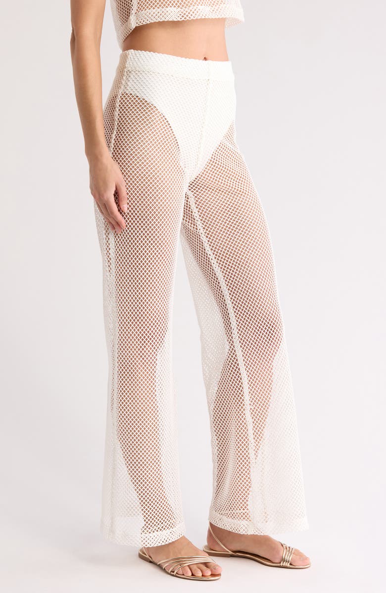 BOAMAR Atalaya Mesh Wide Leg Cover-Up Pants, Alternate, color, Vanilla