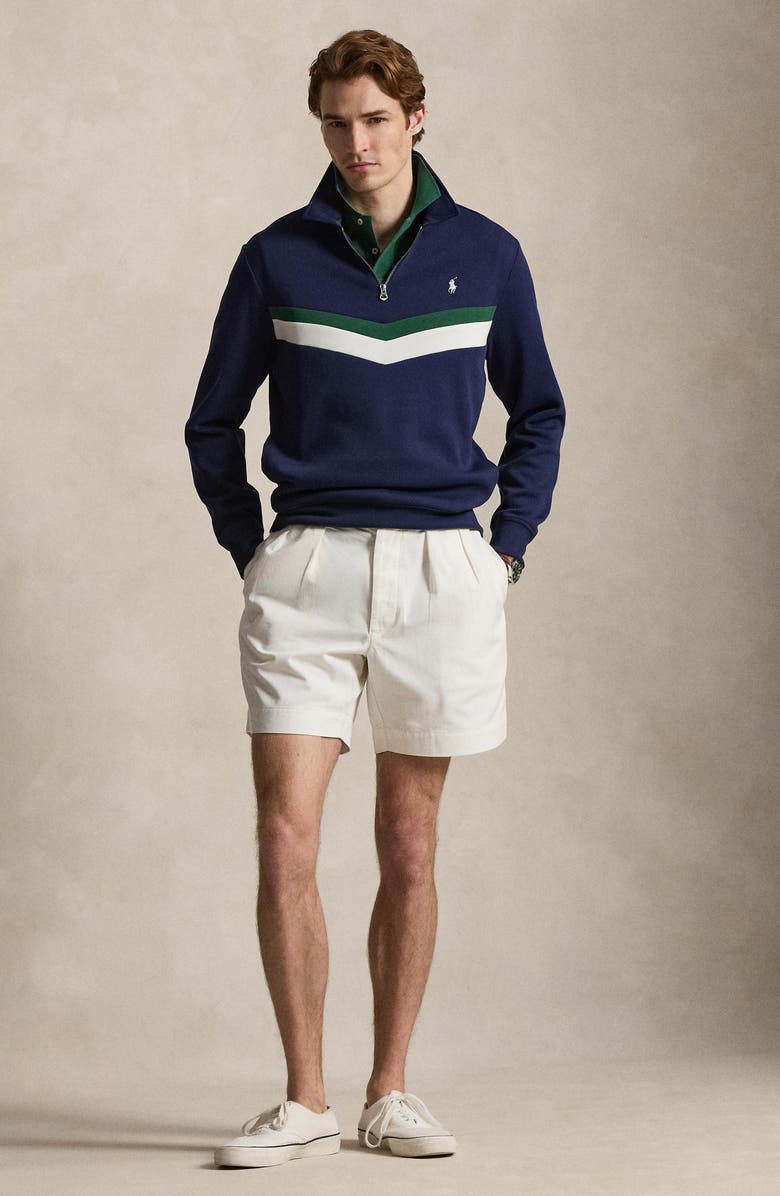 Polo Ralph Lauren Double Knit Chevron Quarter-Zip Pullover, Alternate, color, Newport Navy