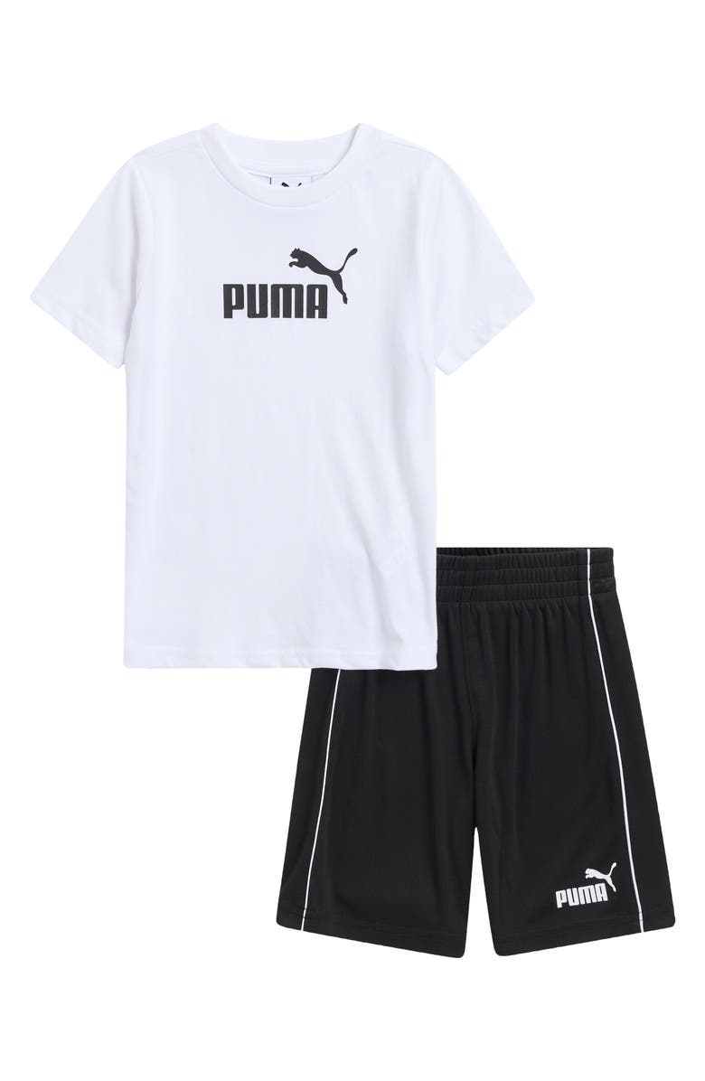 PUMA Kids' Cotton Jersey Graphic T-Shirt & Shorts Set, Main, color, 
