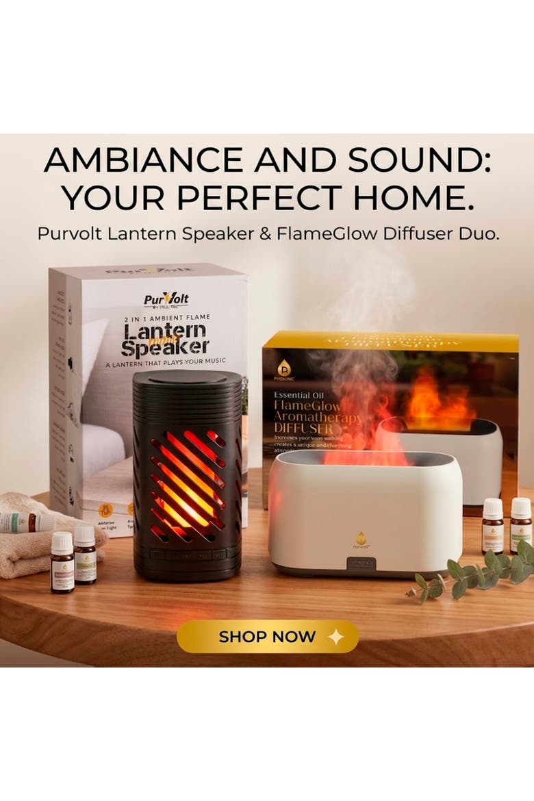 2-in-1 Ambient Flame Lantern Speaker & FlameGlow Aromatherapy Diffuser, Alternate, color, Multicolor