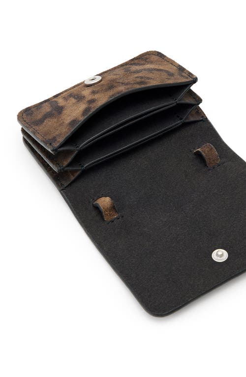 Allsaints Honore Leopard Suede Cardholder In Brown