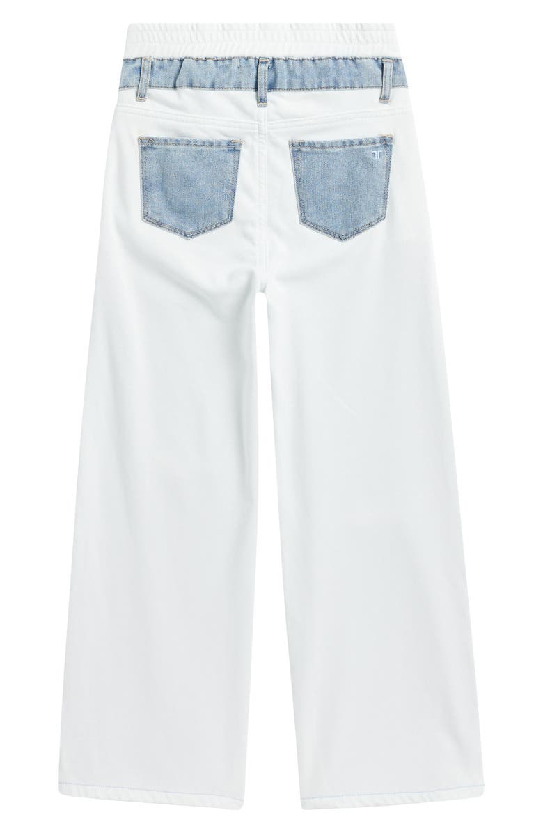 Tractr Kids' Mixed Media Pull-On Wide Leg Jeans, Alternate, color, Lite Indigo