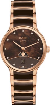 RADO Centrix Diamond Mother of Pearl Moon Phase Bracelet Watch