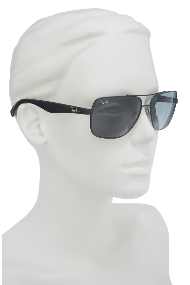 60mm Aviator Sunglasses, Alternate, color, BLACK