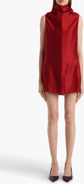 Khaite Daria Funnel Neck Satin Minidress