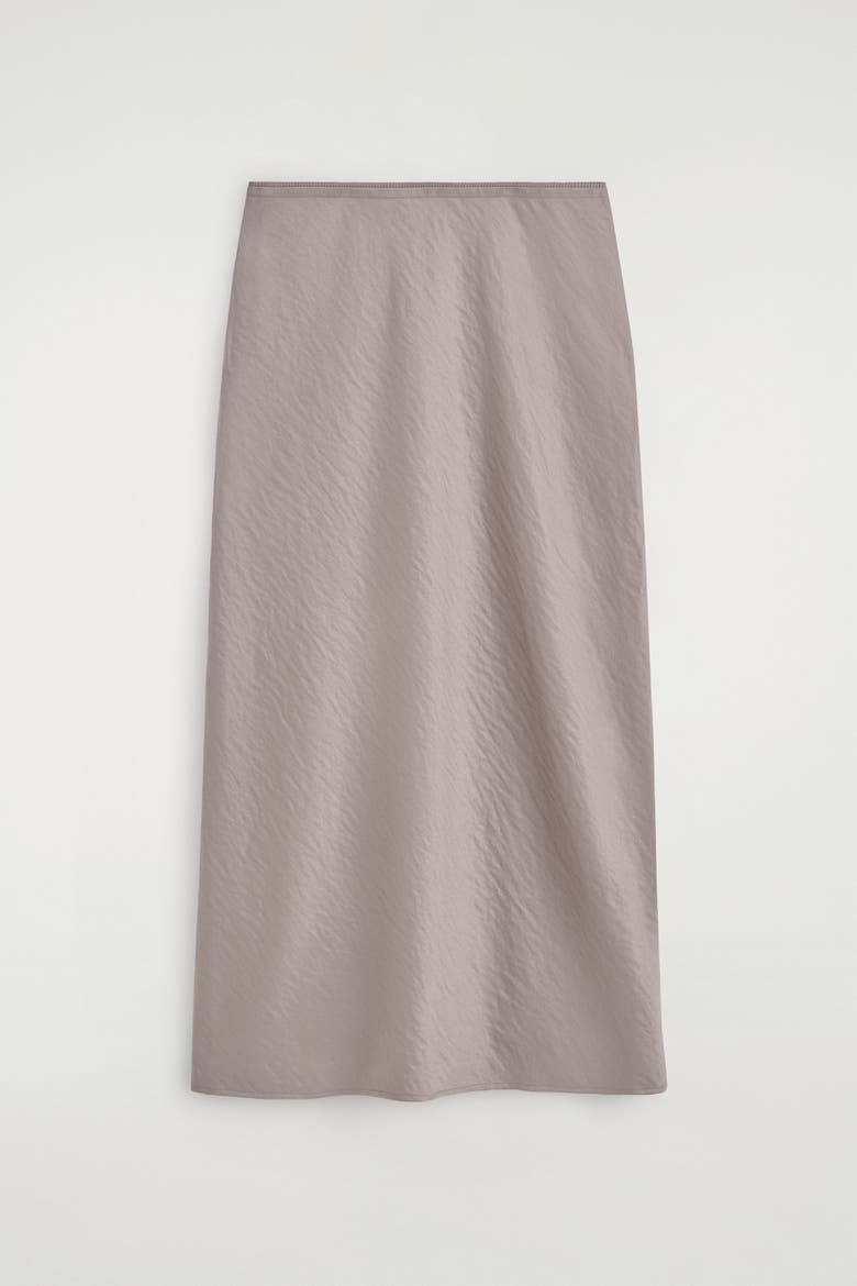 Crinkled-Satin Midi Skirt, Alternate, color, DOVE GRAY
